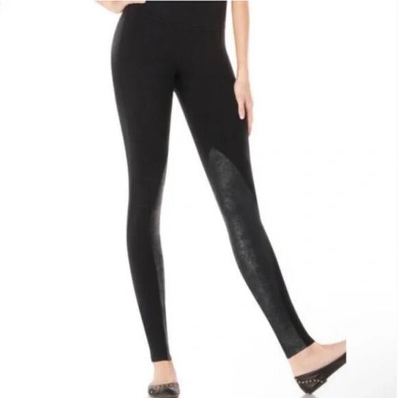Spanx Ready To Wow Black Faux Leather Riding Leggings Womens Size XL Shapewear - Picture 2 of 13